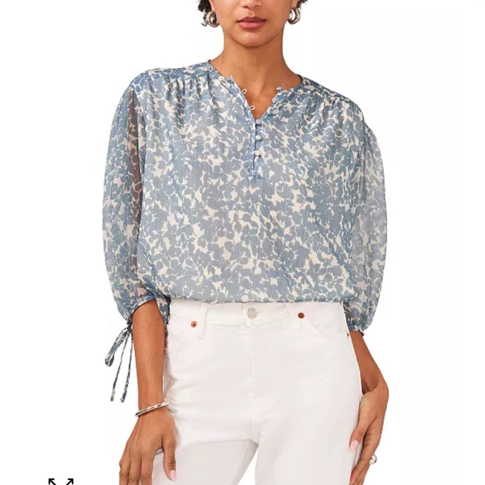 NEW - Women's Printed Pintuck 3/4-Sleeve Blouse - 1. State - Size XL